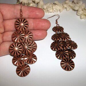 Chandelier Earrings Statement Copper Costume Jewelry Set Pair Fashion Boho C643